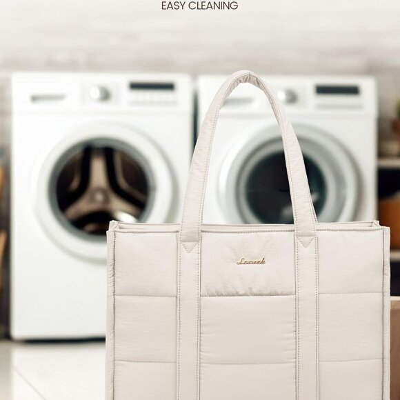 Laptop Bag for Women, Puffer Tote Bag for Work 15.6 Inch Large Computer Briefcas - Picture 7 of 9